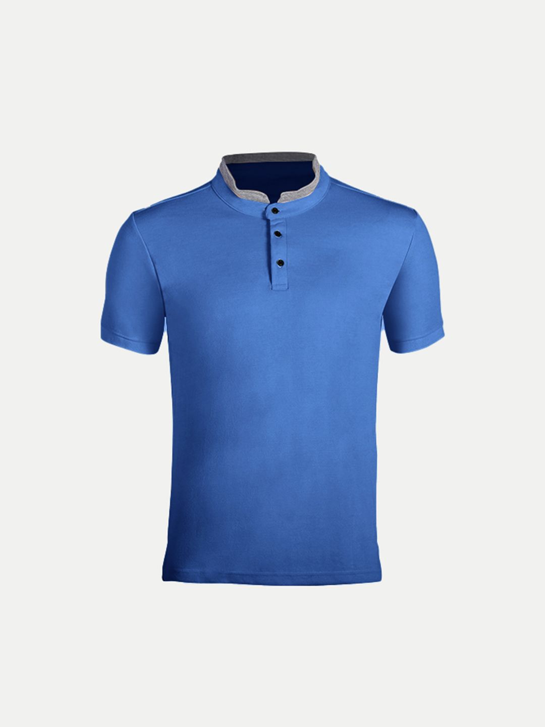 Men Blue Cotton Polo collared T-shirt