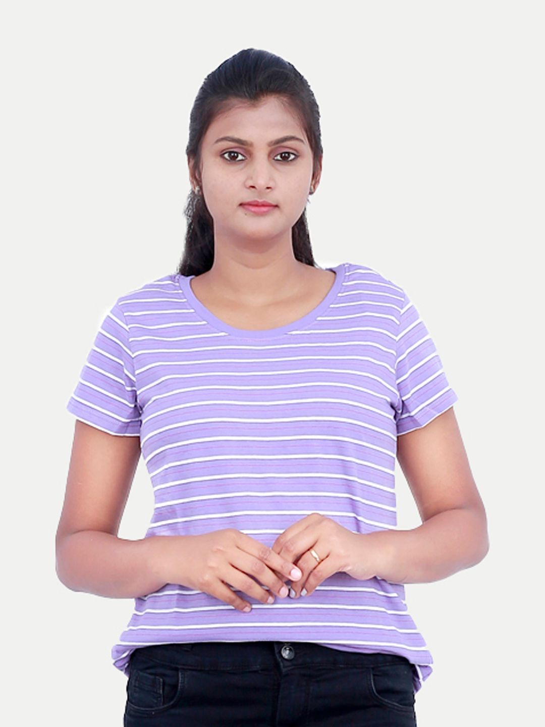 Women striper Tees- Purple Colour