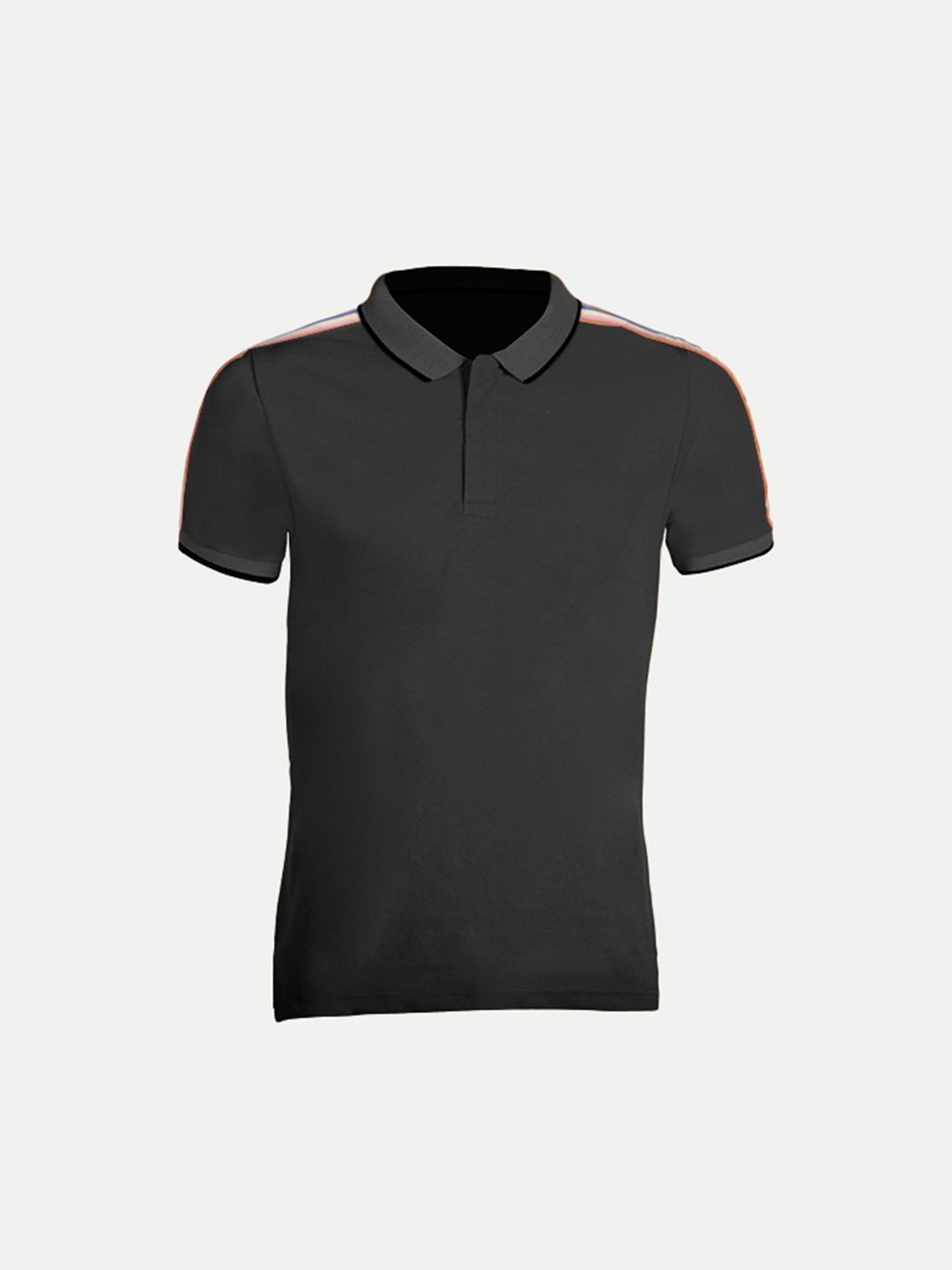 Men Black Cotton Contrast Tipping Polo T-shirt