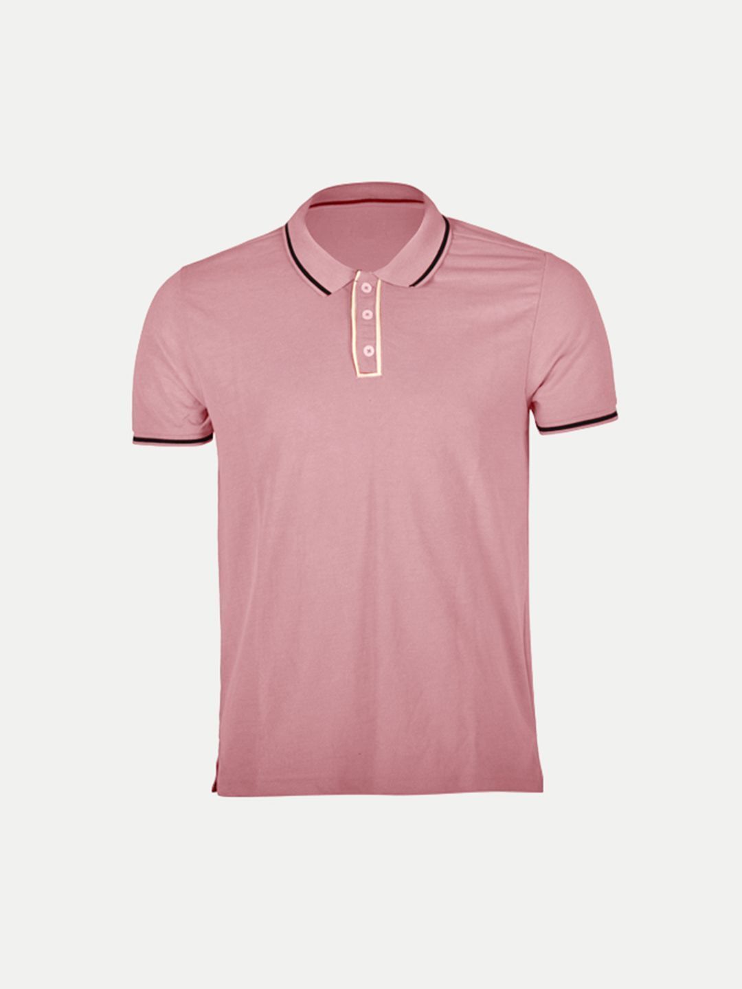Men Pink Cotton Contrast Tipping Polo T-shirt