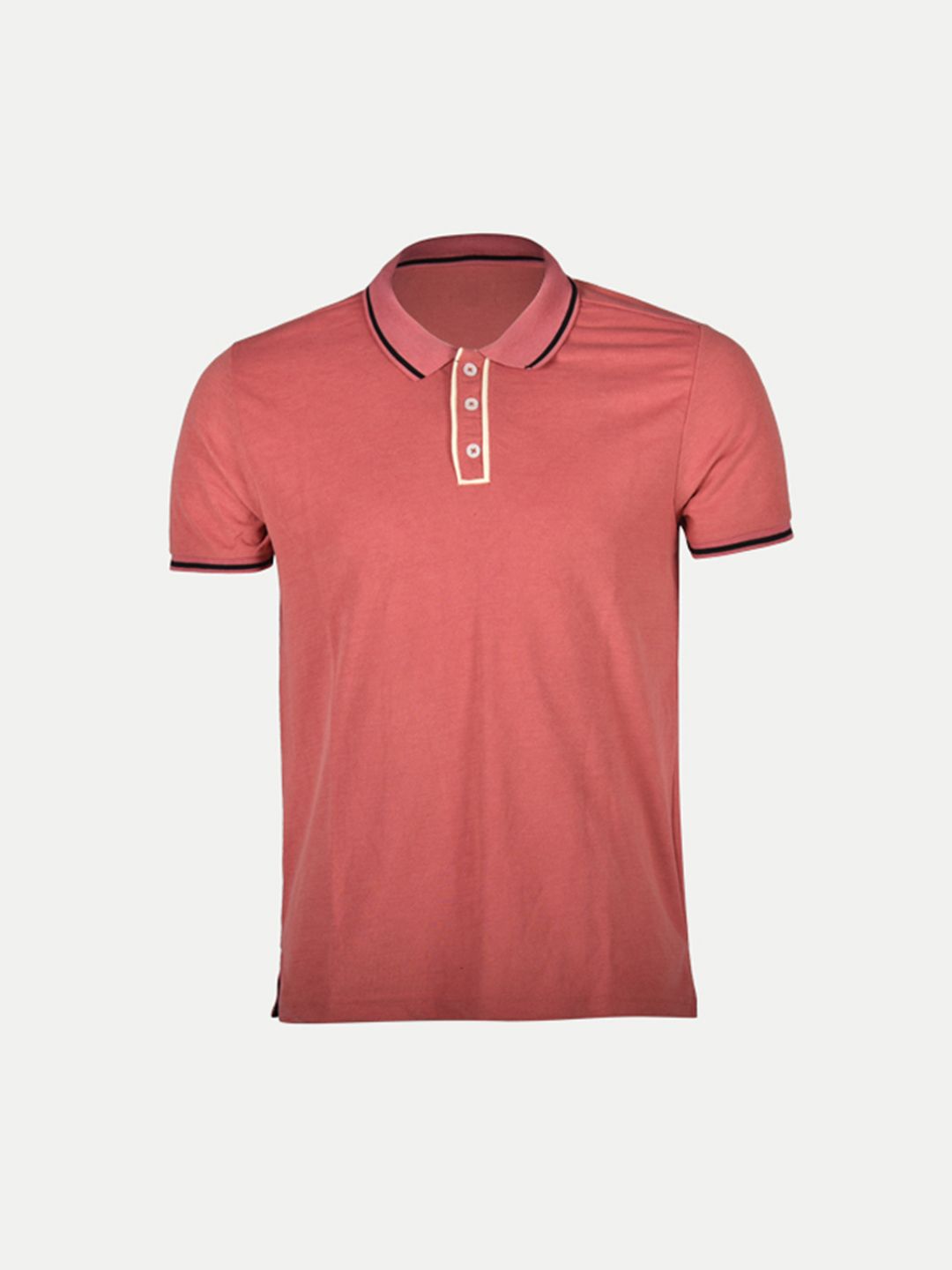 Men Coral Cotton Contrast Tipping Polo T-shirt