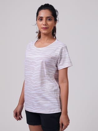 Women Beige All Over Printed Top