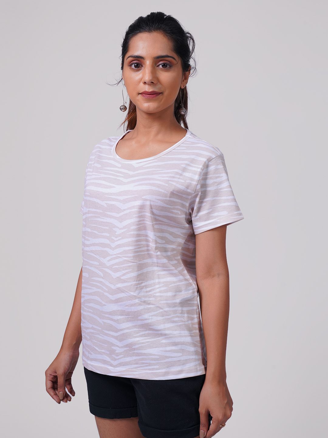 Women Beige All Over Printed Top