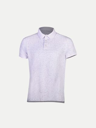Mens White Cotton All Over Print Polo T Shirt