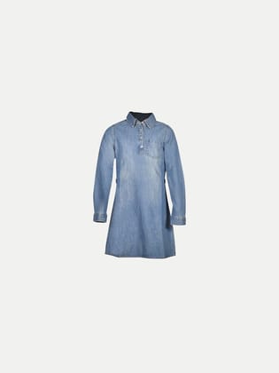 Teen Girls Washed Full Sleeve Denim Dress