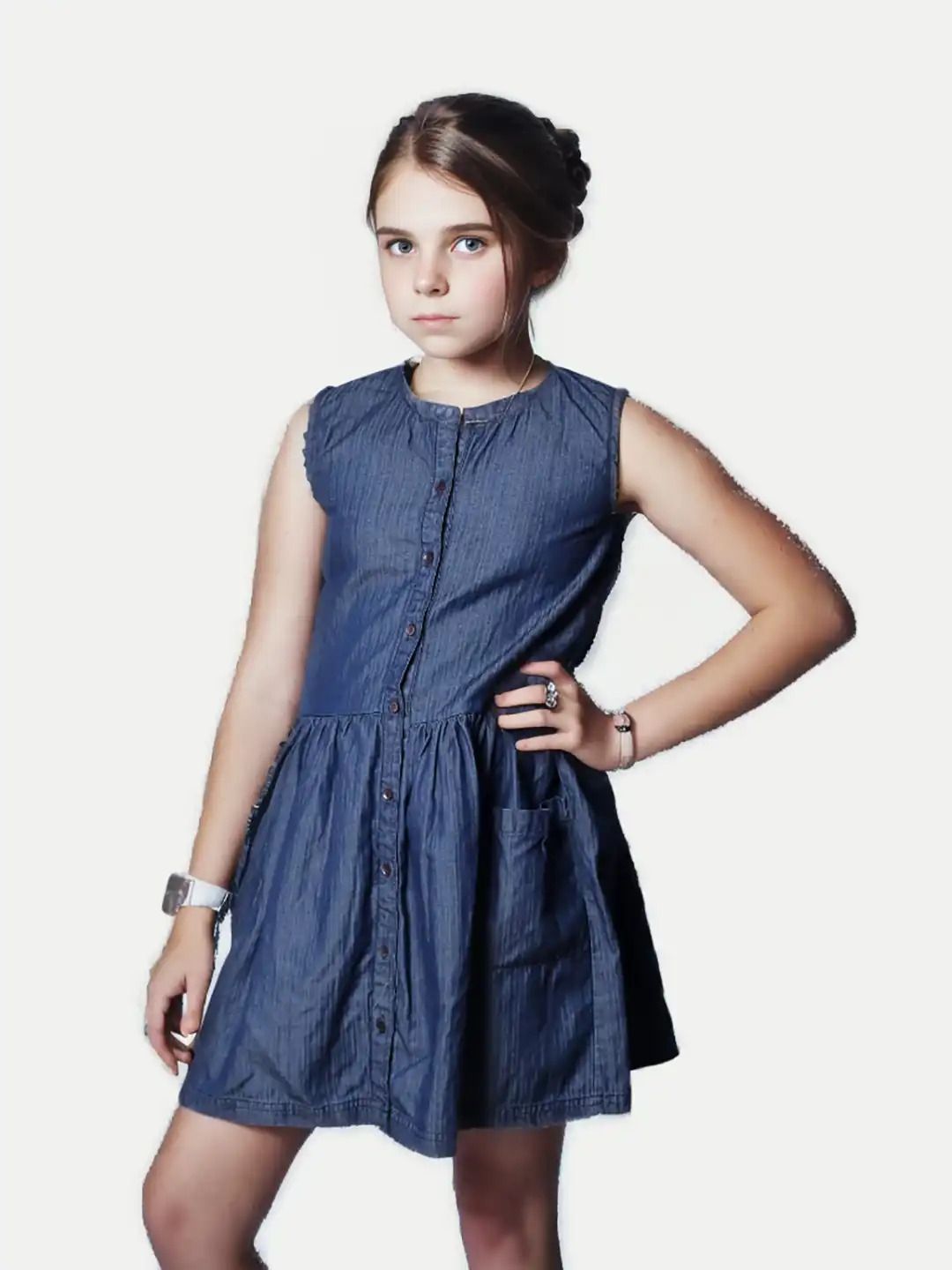 Teen Girls Blue Denim Dress
