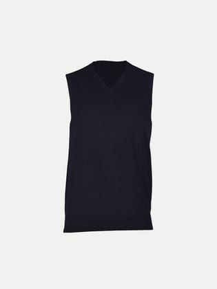 Mens Solid Navy V Neck Sleeveless Sweat