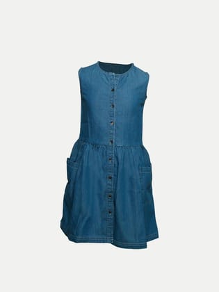 Teen Girls Blue Solid Dress