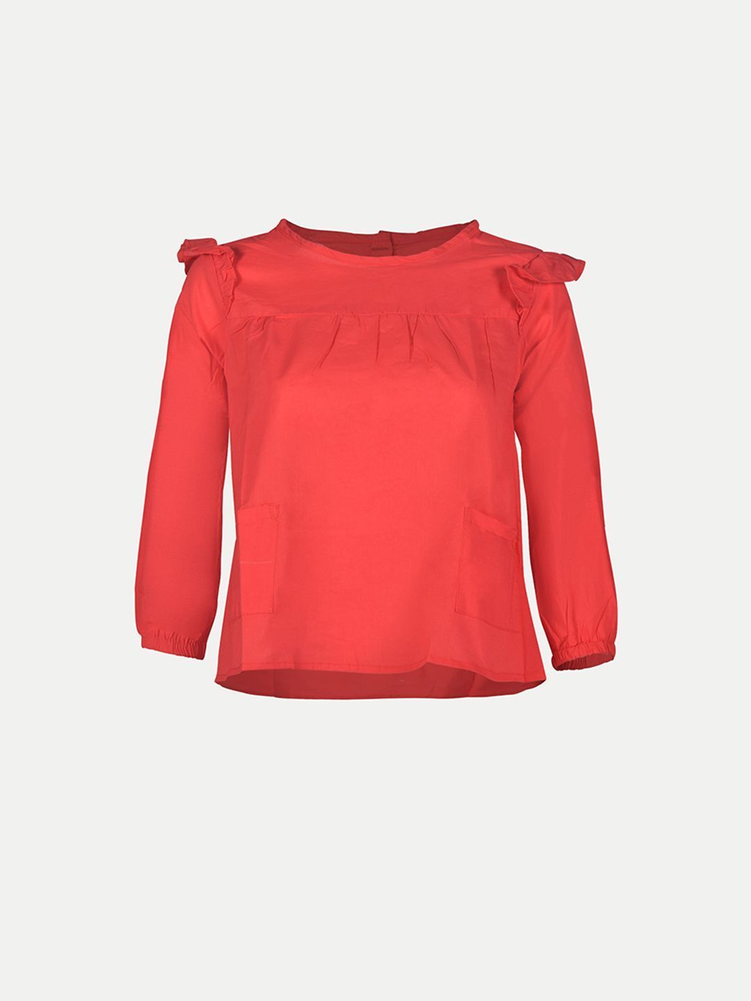 Teen Girls Solid Red Woven Tops