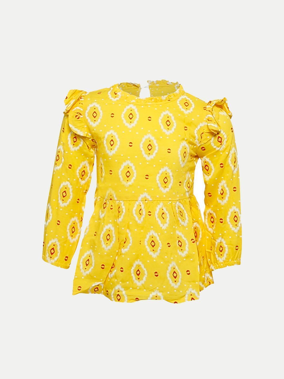 Teen Girls Yellow With Red Printed Dress