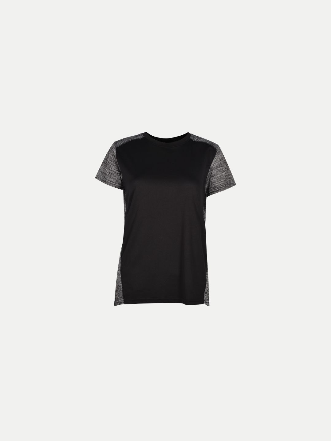 Women Black / Grey Crew Neck T-shirt