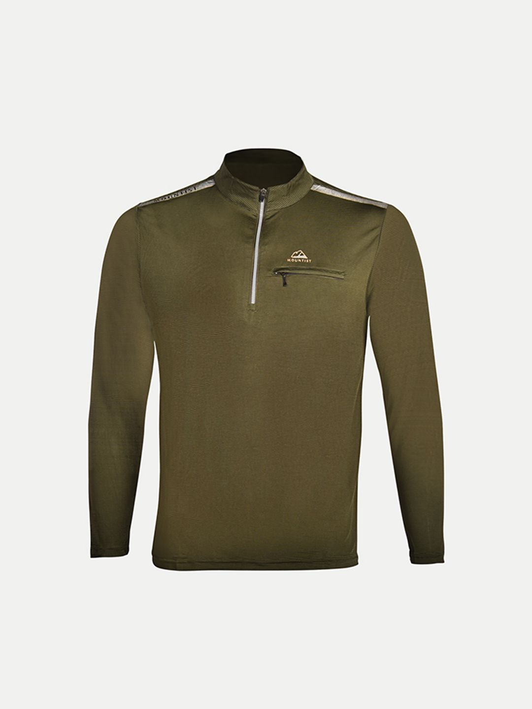 Men Grey Active wear Zipper Full Sleeve T Shirt