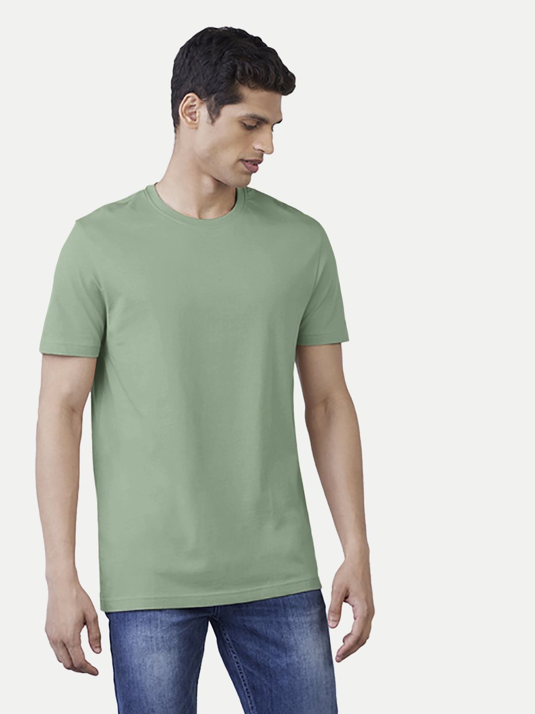 Mens Basic Light Green Crew Neck T Shirt