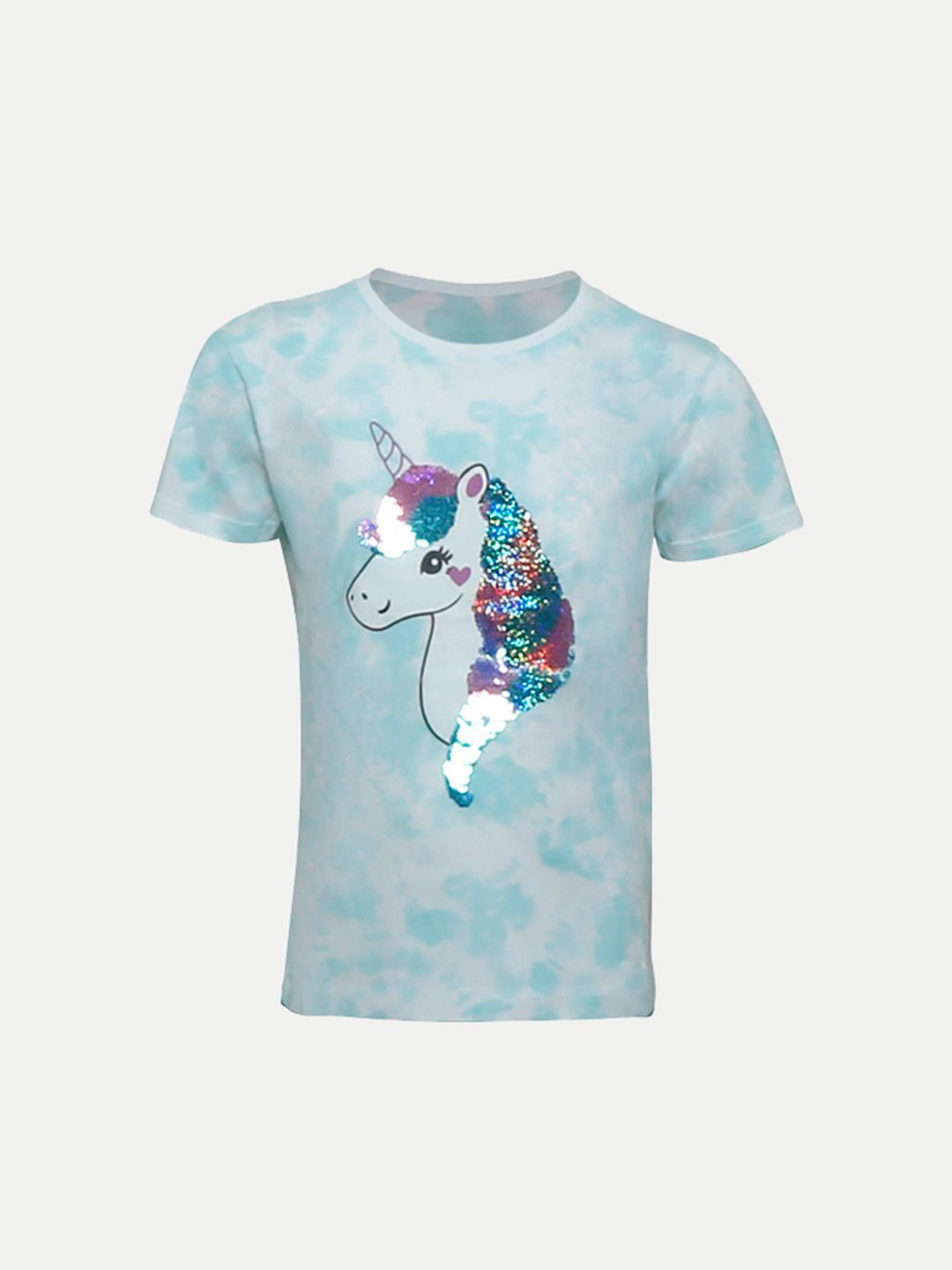 Tie-Dyed Blue Unicorn  Crew Neck T-shirt