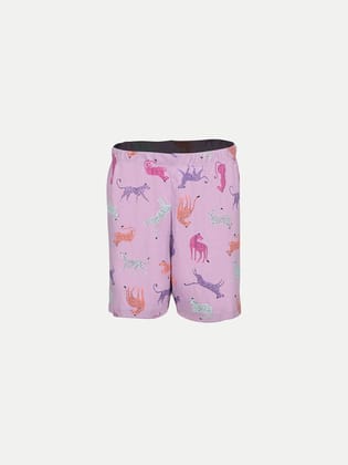 Teen Girls Light Pink Animal All-over Printed Lounge Shorts