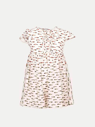 Teen Girls Silver All Over Printed Dress