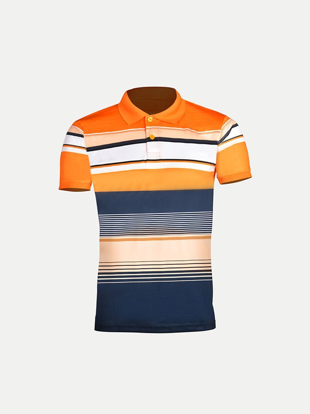 Men Navy Striped Slim Fit Polo T-shirt