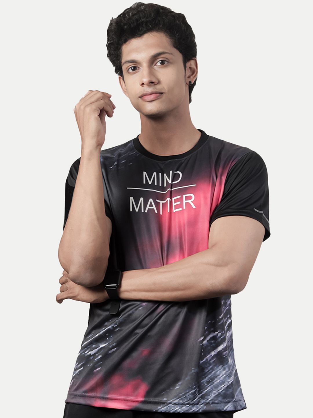 Men Black Graphic Printed Crew Neck regular Fit T-shirt