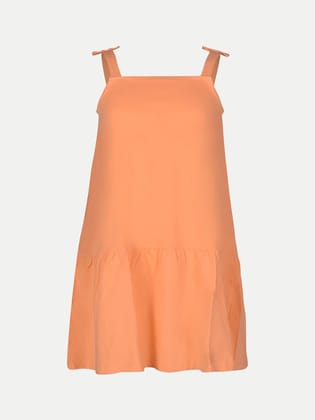 Girls Orange  Solid Dress