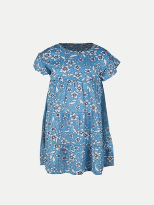 Girls Blue Floral AOP Dress