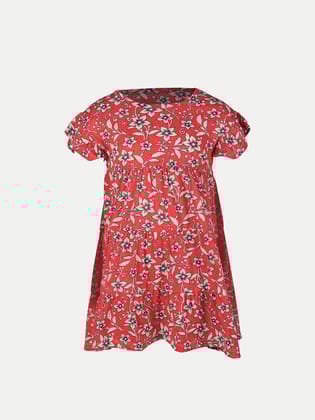 Girls Pink Floral AOP Dress