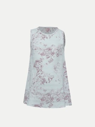 Girls White Printed Floral Dress