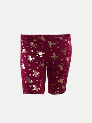 Girls Red All-over Printed Lounge Shorts