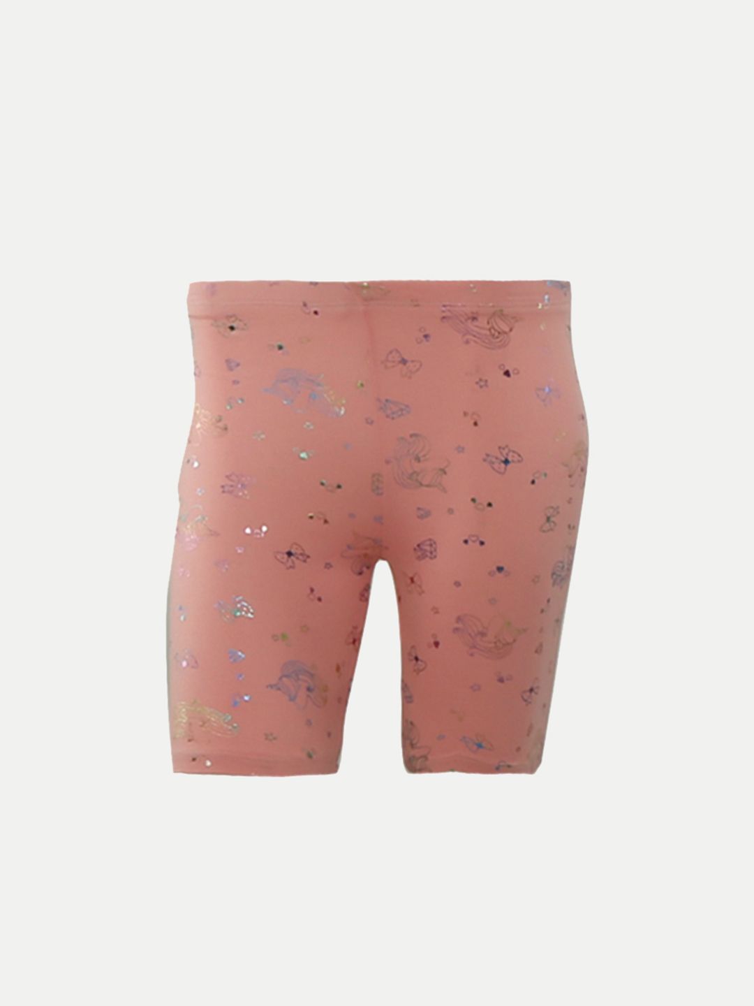 Girls Light Pink All-over Printed Lounge Shorts