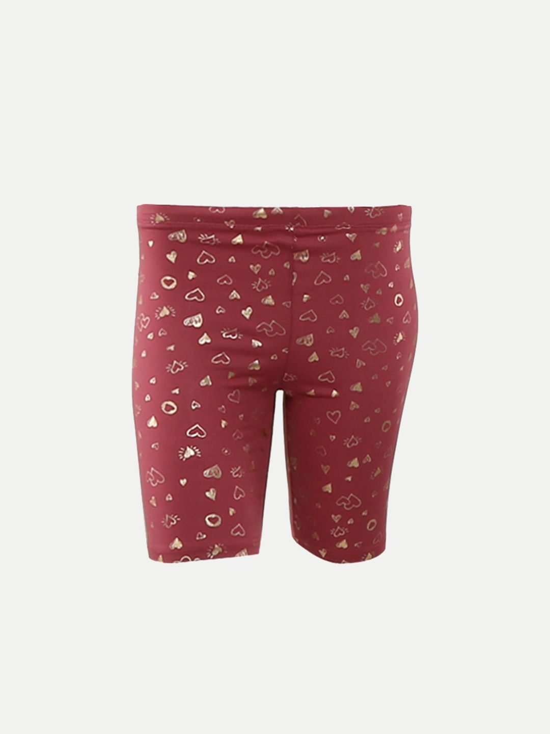 Girls Burgandy All-over Printed Lounge Shorts