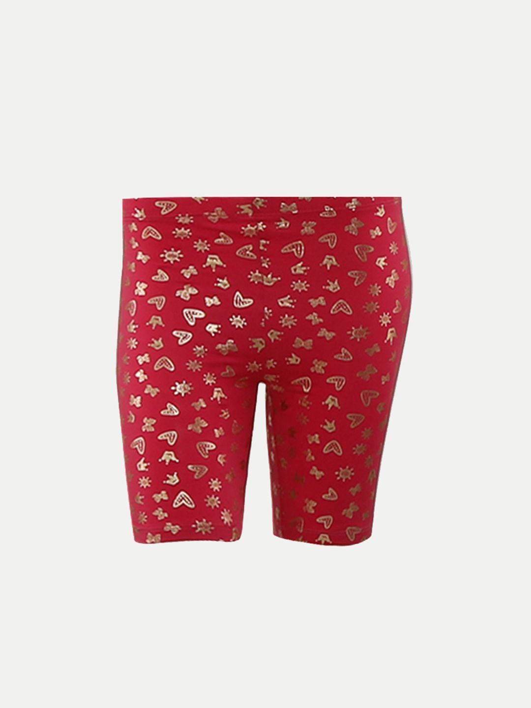 Girls Burgandy All-over Printed Lounge Shorts