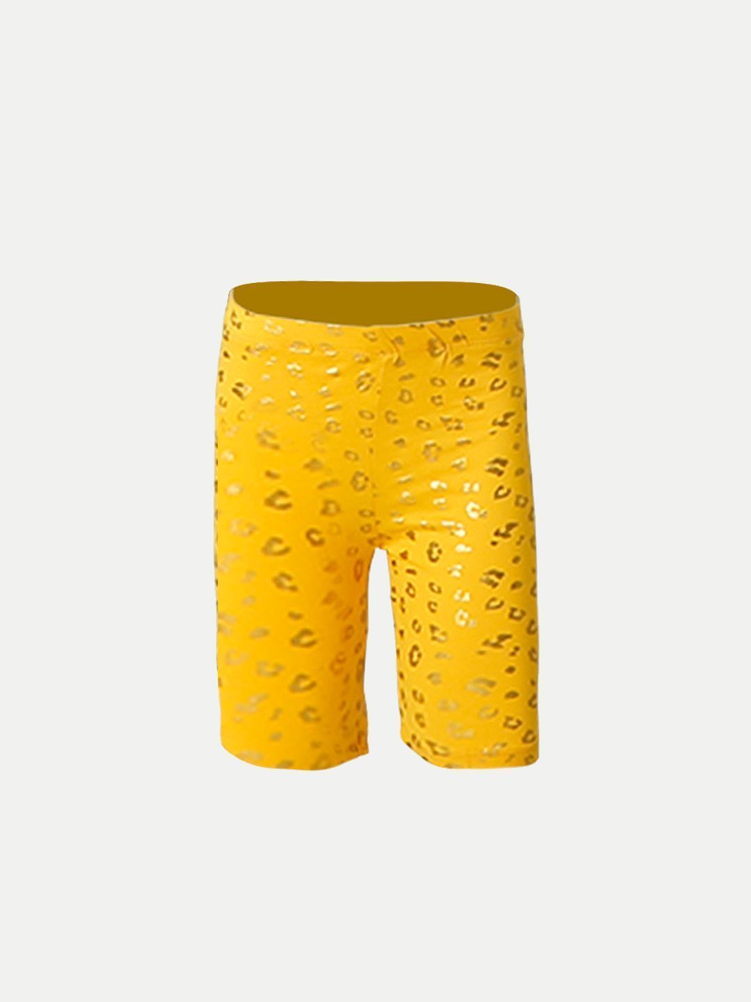 Girls Yellow All-over Printed Lounge Shorts