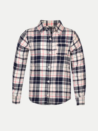 Girls White Checked Shirt