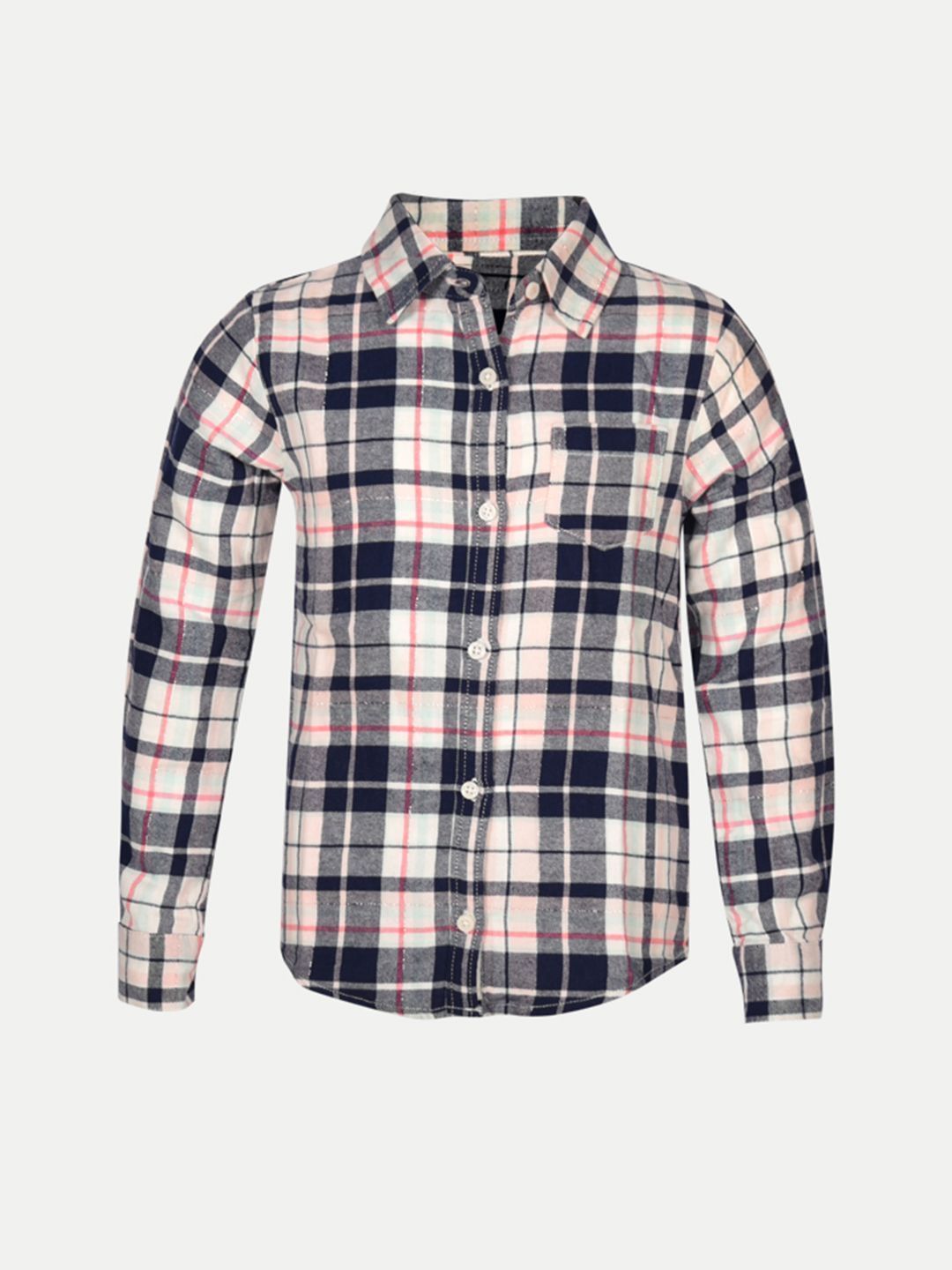 Girls White Checked Shirt