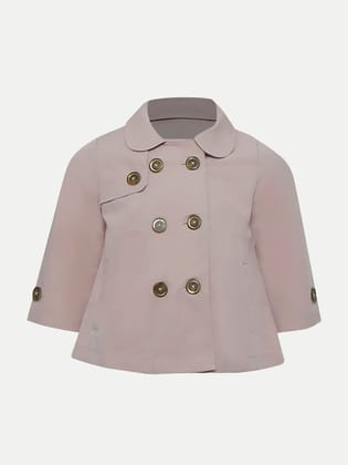 Girls Pink A-line Trench Jacket