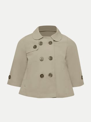 Girls Beige Buttoned Jacket