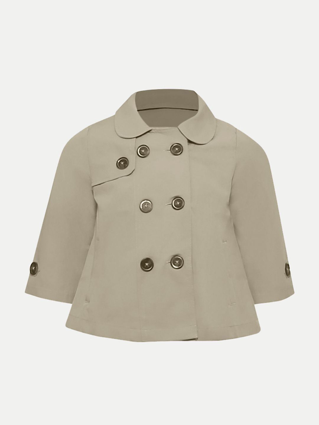 Girls Beige Buttoned Jacket