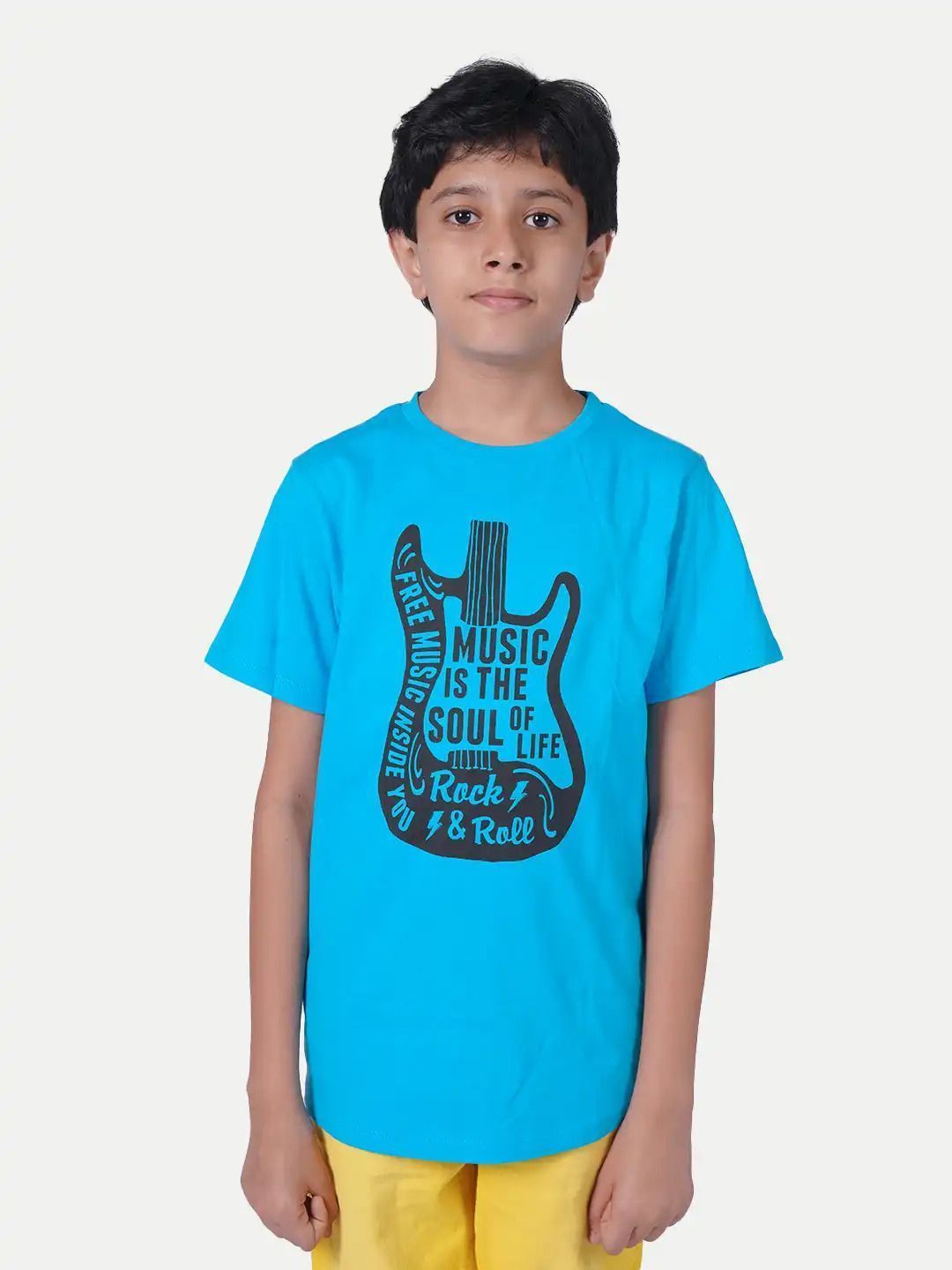 Boys Aqua Printed Guitar Tshirt