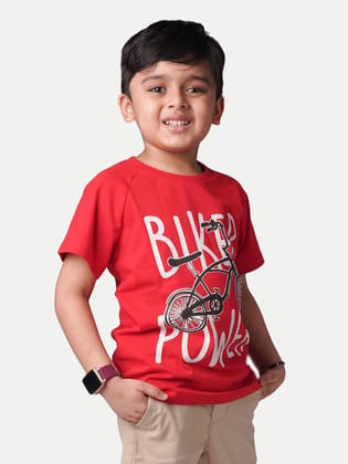 Boys Red T-shirt with Biker Print