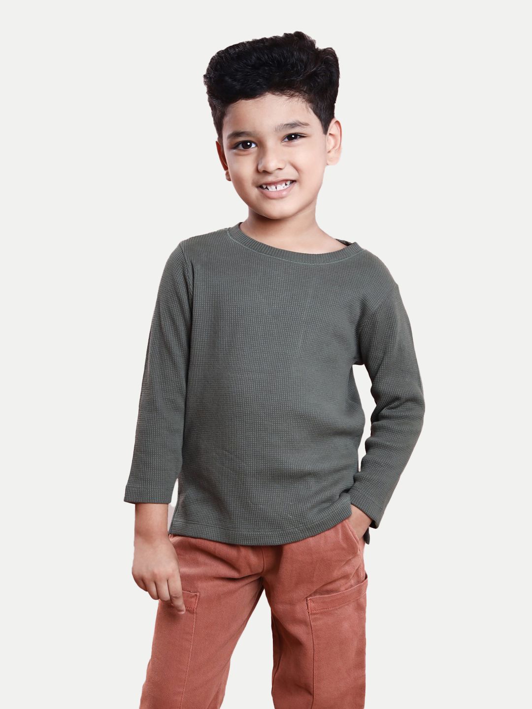Boys Dark grey Full-sleeve T-shirt