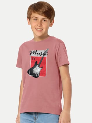 Boys Pink Printed Music T-Shirts