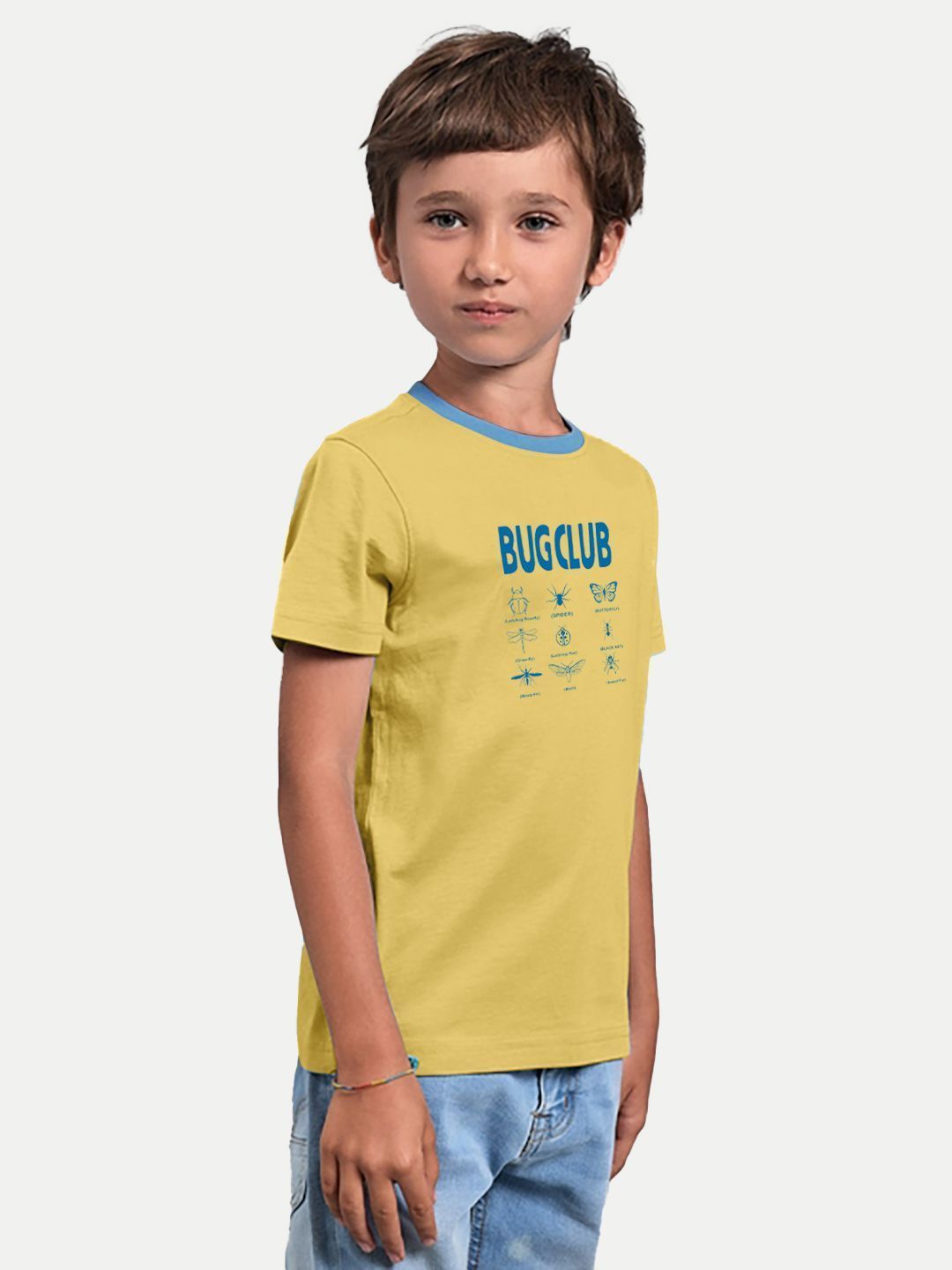 Boys Yellow Printed Ringer T-shirt