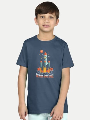 Boys Blue T-shirt with Space Rocket Print