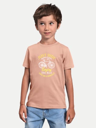 Boys Peach T-shirt with Contrast Print