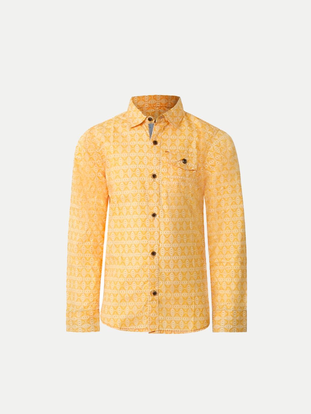 Boys Orange all-over printed casual shirt