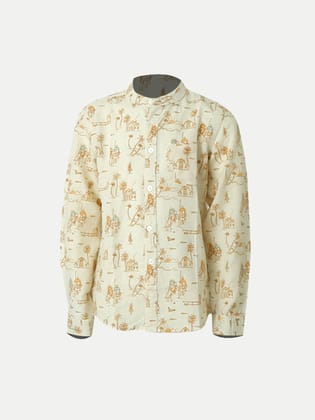 Boys Doodle Printed Off -White Casual Shirt