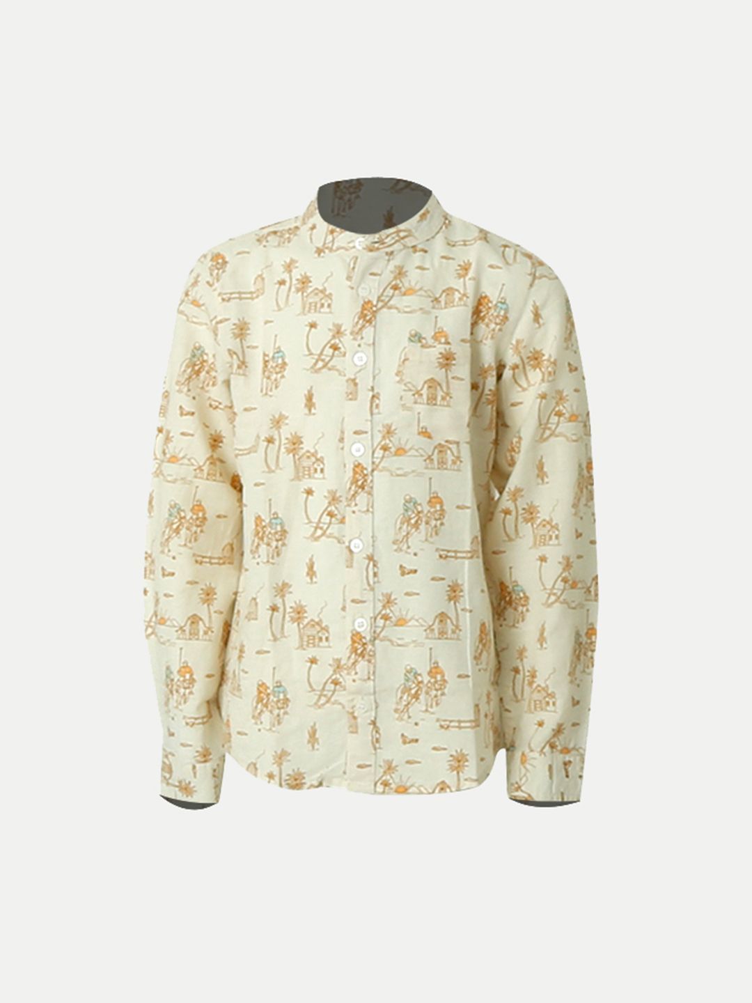 Boys Doodle Printed Off -White Casual Shirt