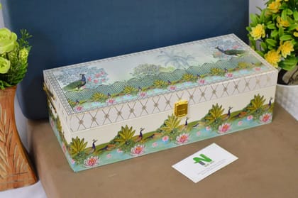 Nikhil Art Wooden Handcrafted Rajasthani traditional Decorative Box With 3 Glass Containers For Dry Fruit Sweets, Chocolates, Candy Nikhil Art Wooden Handcrafted Rajasthani traditional Decorative Box With 3 Glass Containers For Dry Fruit Sweets, Chocolates, Candy