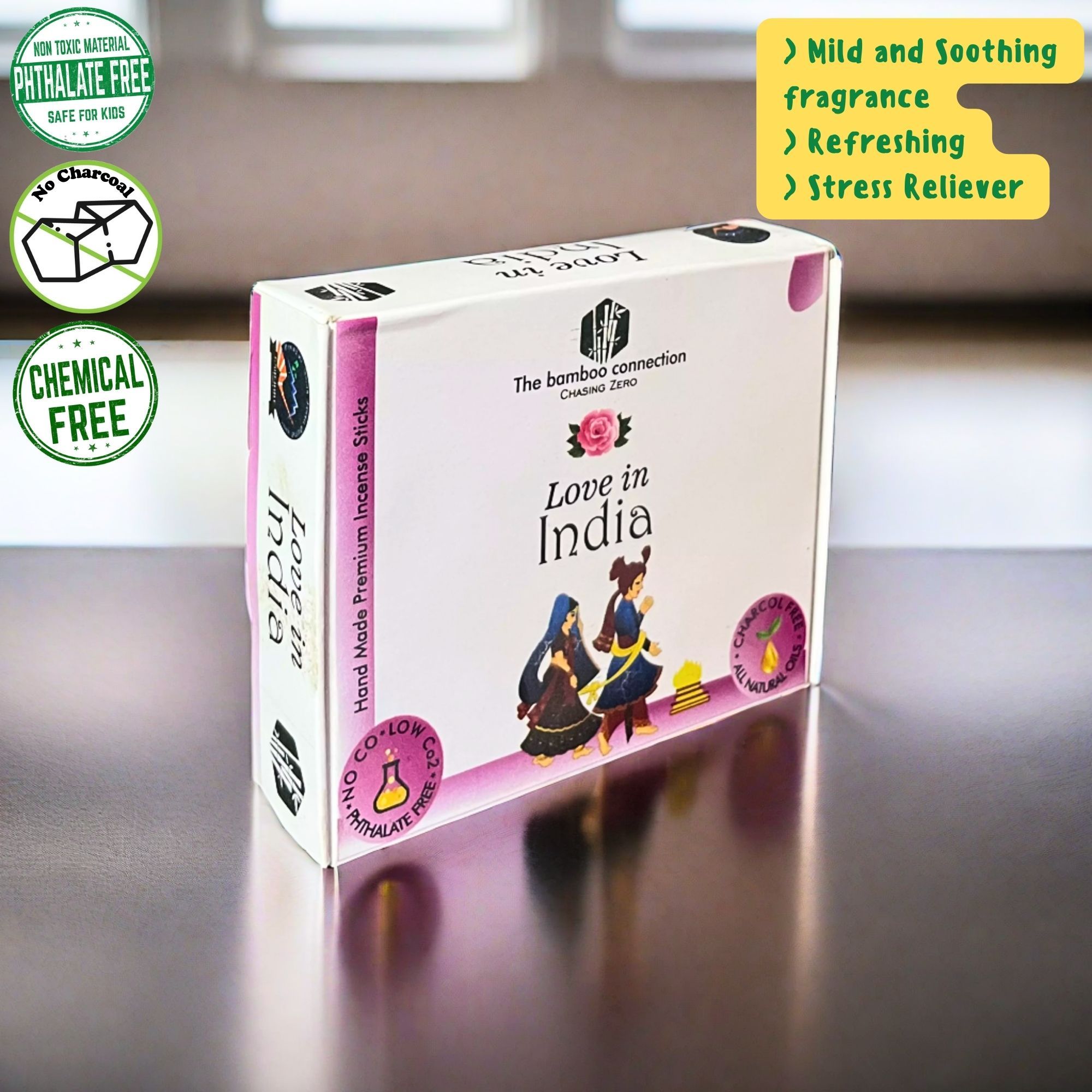 The Bamboo Connection | Love In India |  Phthalate free, Charcoal free, Chemical free  | Rose Fragrance | 100% Natural