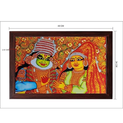 Bramika Artifacts Laminated Framed Kadhakali Mural Art Print for Home and Office - Multi colour 34x49 cm Synthetic Frame &MDF