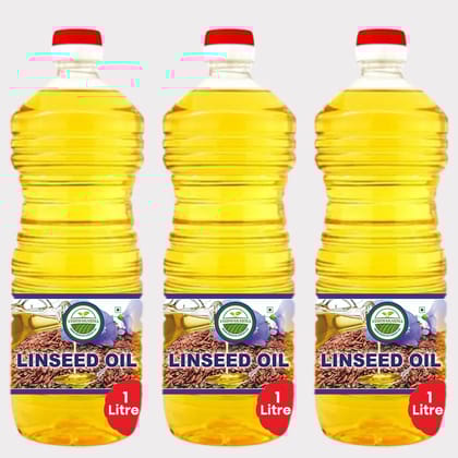 Pure Linseed Oil 3 Ltr  (Pack of 3 1 × Ltr) by Vishwakarma – Healthy Cooking, Made by Farmers